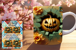 Colorful 11oz Mug Wrap Png Template , 3D Pumpkin Product Image 1