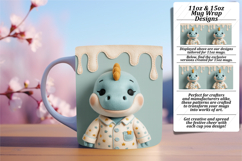 Sleek 11oz Mug Wrap Png Artwork , Cute Dino Product Image 1
