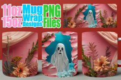 Halloween Mug Wrap - Spooky 3D Ghost 11oz 15oz Product Image 1