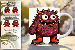 Custom 11oz Mug Wrap Png Artwork , Monster Product Image 1