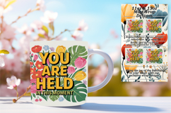 Colorful 11oz Mug Wrap Png Design , Flower Quote Product Image 1