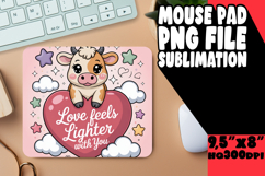 Blissful Mouse Pad Sublimation Ideas, Cute Cow Product Image 1