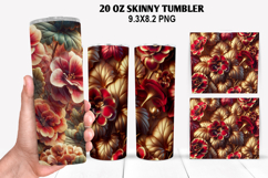 3D Flower Skinny Tumbler 20oz Wrap Design,Flowers Tumble PNG Product Image 1