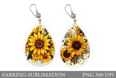 Sunflowers Earring Sublimation. Flowers Teardrop Earring Product Image 1