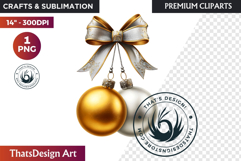 Christmas Baubles Clipart, Festive Holiday Ornaments PNG Product Image 1