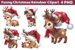 Funny Christmas Reindeer Clipart PNG Product Image 1