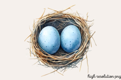 Baby Blue Easter Watercolor Clipart PNG Product Image 1