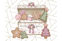 Christmas Sweet Shoppe Clipart PNG, Pastel Bakery Art Product Image 2