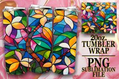 20oz Tumbler: Vibrant Stained Glass Tree Design Product Image 1