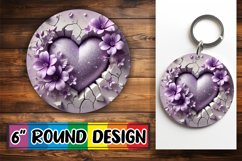 Whimsical Circle Car Coasters PNG, 3D Heart Product Image 1