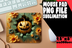 Playful Mouse Pad Sublimation PNG, 3D Pumpkin Product Image 1