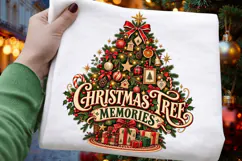 Christmas Tree Memories PNG, Vintage Holiday Tree & Gift Product Image 3