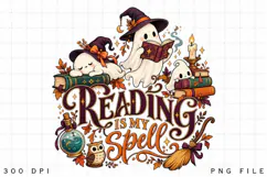 Cozy Witchy Reading Spells Halloween Sublimation Design, Cut Product Image 2