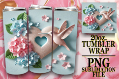 Blissful travels 20oz tumbler wrap, 3D Heart Product Image 1