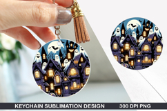 Halloween House Keychain Sublimation -Halloween Keychain PNG Product Image 1
