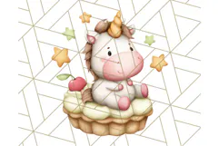 Cute Dessert Unicorn PNG Clipart with Cupcakes & Candies Product Image 2