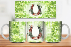 Lucky Horseshoe with Shamrocks Mug Wrap PNG Sublimation Desi Product Image 1