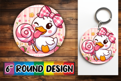 Playful Circle Car Coaster Sublimation, Cute Goose Product Image 1