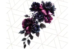 Gothic Floral PNG, Dark Aesthetic Flowers Clipart Print Product Image 2