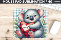 Watercolor koala Mouse Pad Sublimation - Valentines PNG Product Image 1