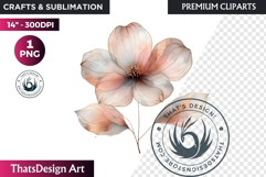 Rose Gold Pink flowers Clipart, Abstract Flowers Wedding PNG Product Image 1