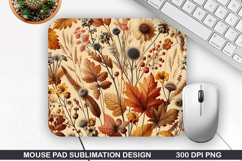 Flowers Mouse Pad Sublimation, Autumn Mouse Pad PNG Design Product Image 1