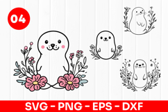 Cute Chick Cartoon Floral Spring Animal SVG PNG Product Image 1