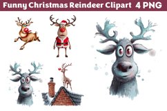 Funny Christmas Reindeer Clipart PNG Product Image 1