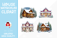 4 Cozy Watercolor House Clipart Product Image 1