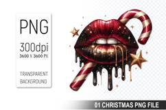 Christmas lips Clipart PNG Design, Digital Download File Product Image 1