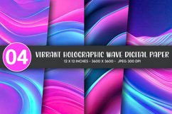 Vibrant Holographic Wave Digital Paper Product Image 1