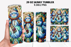Snowman Skinny Tumbler 20oz Wrap Design, Christmas Tumbler Product Image 1