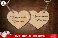 French Valentine's Day Keychain | Laser Cut | Glowforge Product Image 1