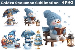 Golden Snowman Sublimation Clipart Bundle PNG Product Image 3