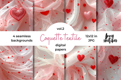 Coquette Textile Valentine Digital Paper Kit Rococo Patterns Product Image 1