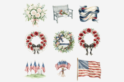 Watercolor Memorial Day Clipart Bundle | Patriotic PNG Product Image 11