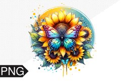 Butterfly and Sunflower Sublimation - Clipart PNG Design Product Image 1