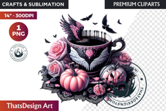 Gothic Halloween Drinks Pink and Black Sublimation clipart Product Image 1