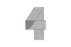 Number four 4 striped Line Art in black thin lines isolated Product Image 1