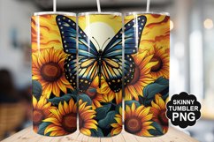 Butterfly and Sunflower Tumbler Wrap for Sublimation Product Image 1