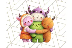 Halloween Costume Parade Clipart PNG with Monsters Clip Art Product Image 2