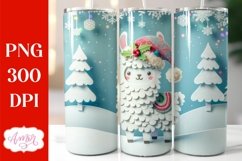 Christmas llama tumbler wrap for sublimation, cute llama PNG Product Image 1