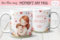 Happy Mother&#039;s day Mug Wrap PNG, Cute Mom and baby mug PNG Product Image 2