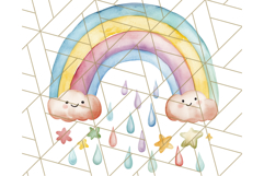 Watercolor Dinosaur and Rainbow PNG Clipart, Baby Nursery Product Image 2