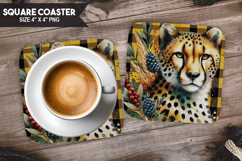 Tiger, Wild Animals, Buffalo Plaid Square Coaster PNG Product Image 1