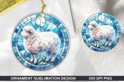 Sheep Stained Glass Ornament PNG, Sublimation PNG Design Product Image 1