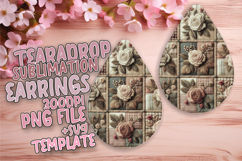 Artful Teardrop Earrings Sublimation Design , Patchwork Product Image 1