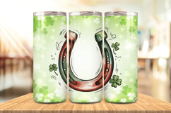 Lucky Horseshoe with Shamrocks Tumbler Wrap PNG Sublimation Product Image 1