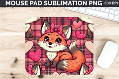 Watercolor Foxes Mouse Pad Sublimation - Valentines PNG Product Image 1