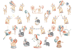 Cute Circus Watercolor Clipart Set Product Image 6
